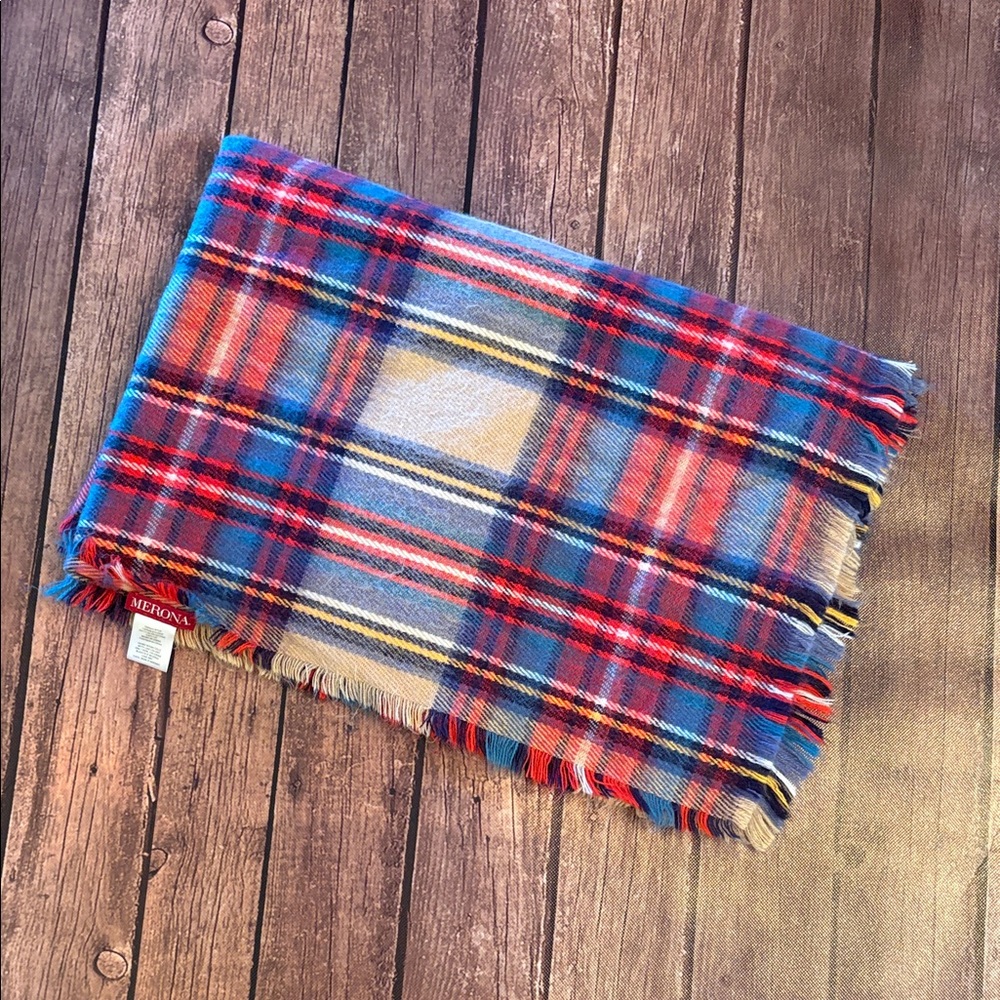 Merona Multicolor Plaid Fringe Blanket Scarf